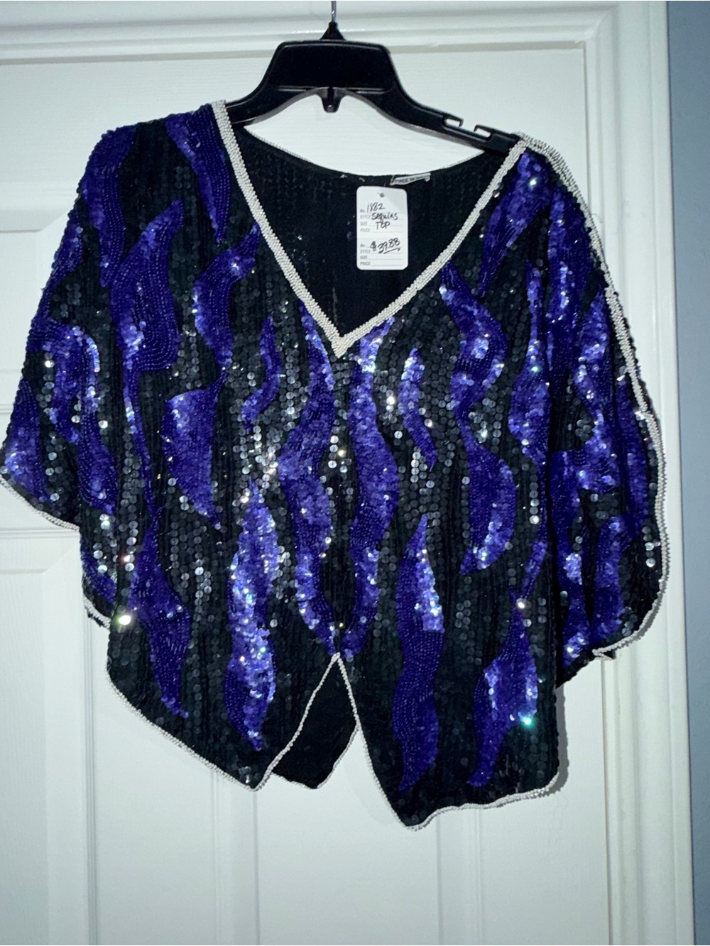 Vintage Black and Purple Sequin Tunic Top